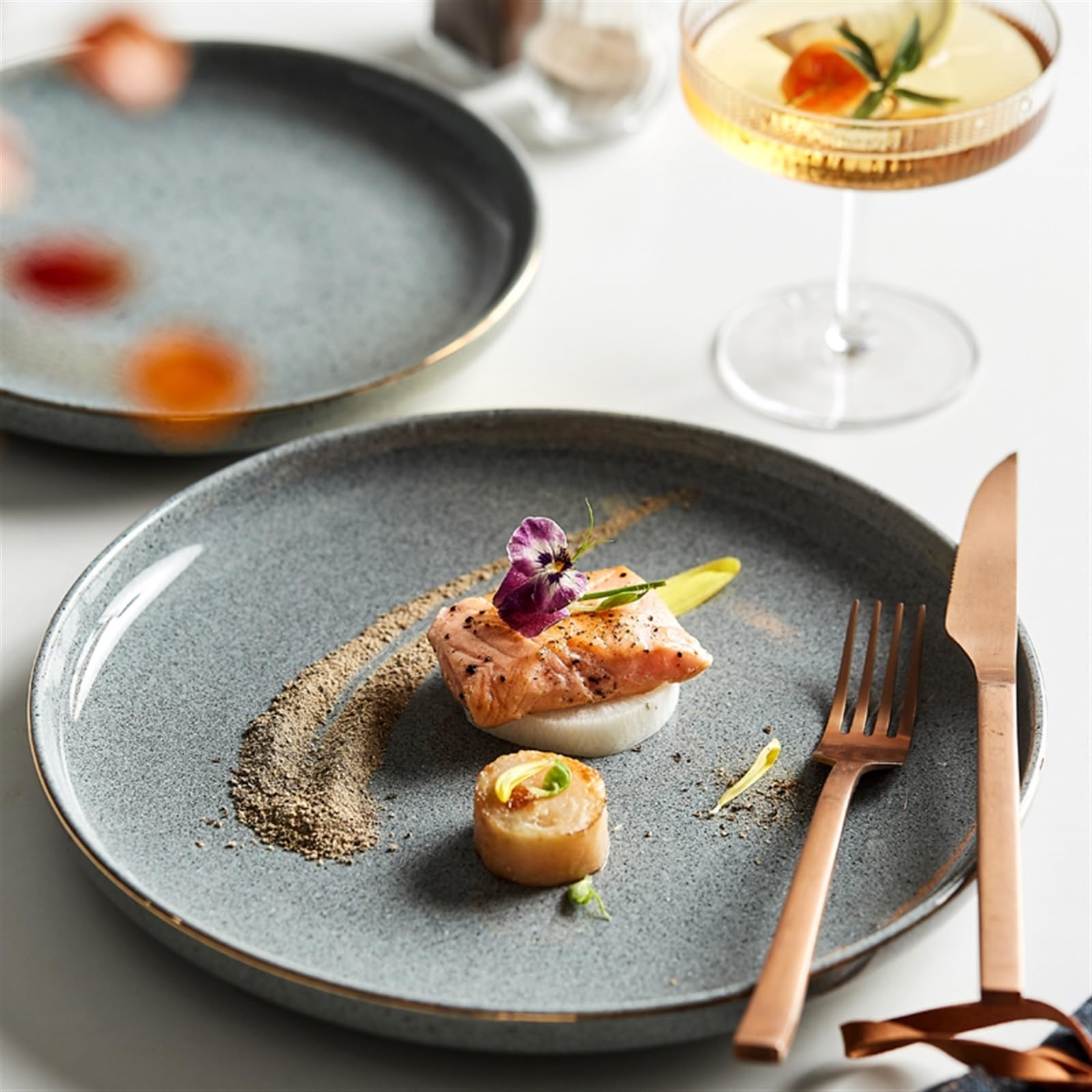 Assiette Plate à Dîner Assiette Plate à Steak, assiette à dîner, plat créatif de haute qualité, plats de Restaurant Commercial, vaisselle, assiette en céramique Vintage Assiettes à Dessert(10 inch)