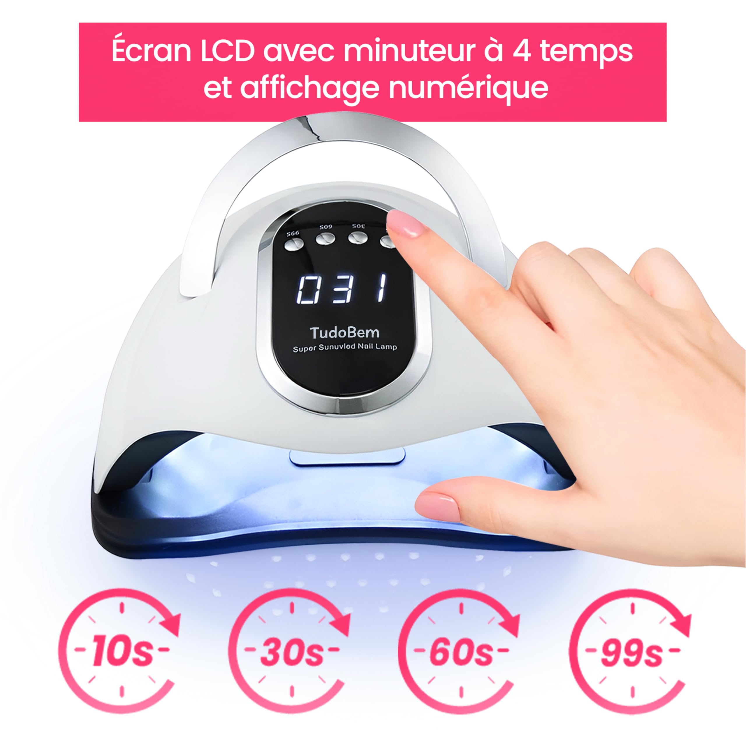 TudoBem Lampe UV Ongles Gel Professionnel, UV LED Ongles Puissante, avec 66 ampoules 72W, Machine UV LED pour ongles, Catalyseur Ongles, Lampe Vernis semi-permanent Séchoir Manicure et Gel Nail
