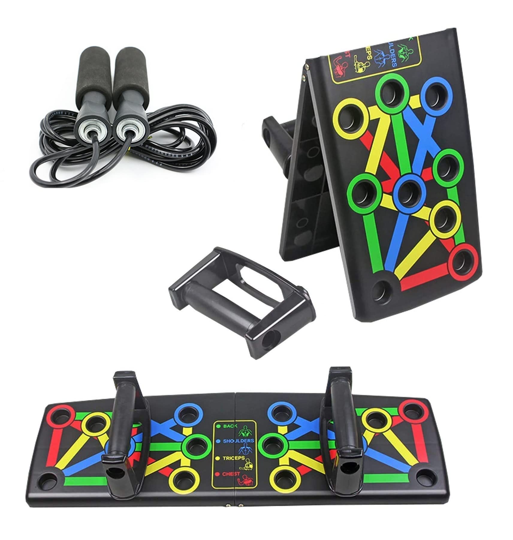 Push-up Board, 9 in 1 Body Building Push Up Rack Board Fitness Equipment Home Practice Chest Muscle Arm Muscle Multi-Function Push-ups Board And Skipping Rope - Jump Rope for Exercise (B09QD21DNL) Amazon Price History, Amazon Price Tracker