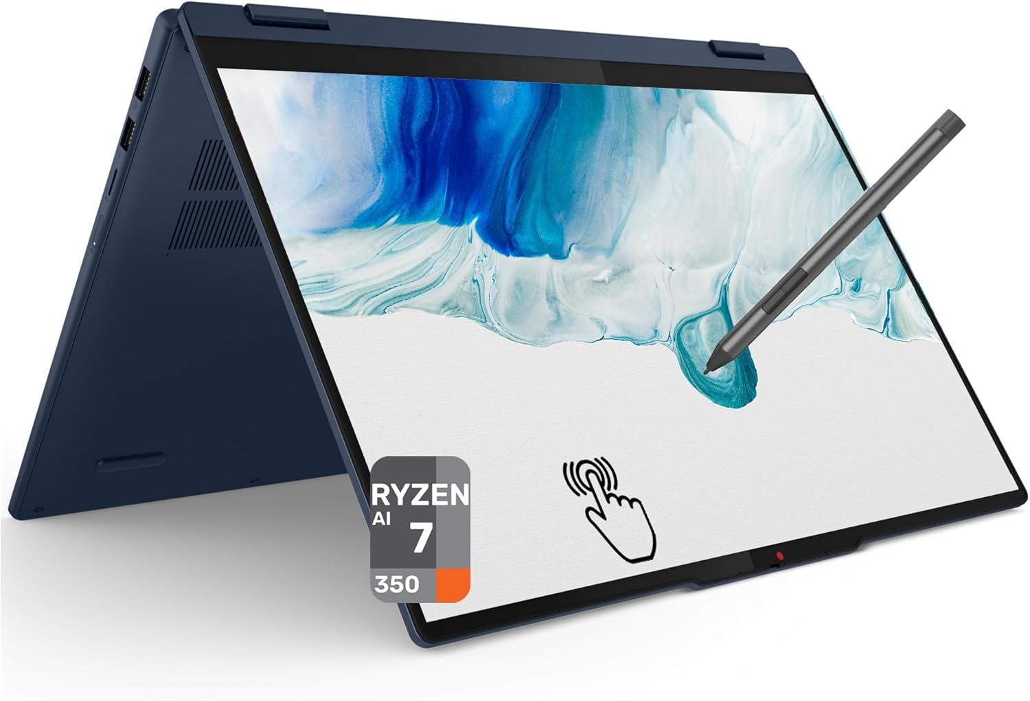 Lenovo IdeaPad 5 2-in-1 Copilot+ Laptop, AMD Ryzen AI 7-350, 16 GB LPDDR5x RAM, 1 TB PCIe SSD, 16" WUXGA (1920x1200) Touchscreen, AMD Radeon 860M Graphics, Backlit Keyboard, W11 Home, Cosmic Blue