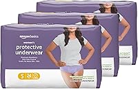 Vista 1 de Yaxa Basics Incontinence Underwear for Women, Protective, Disposable, Postpartum, Maximum Absorbency, Small, Lavender, 72 Count (3 Packs of 24)