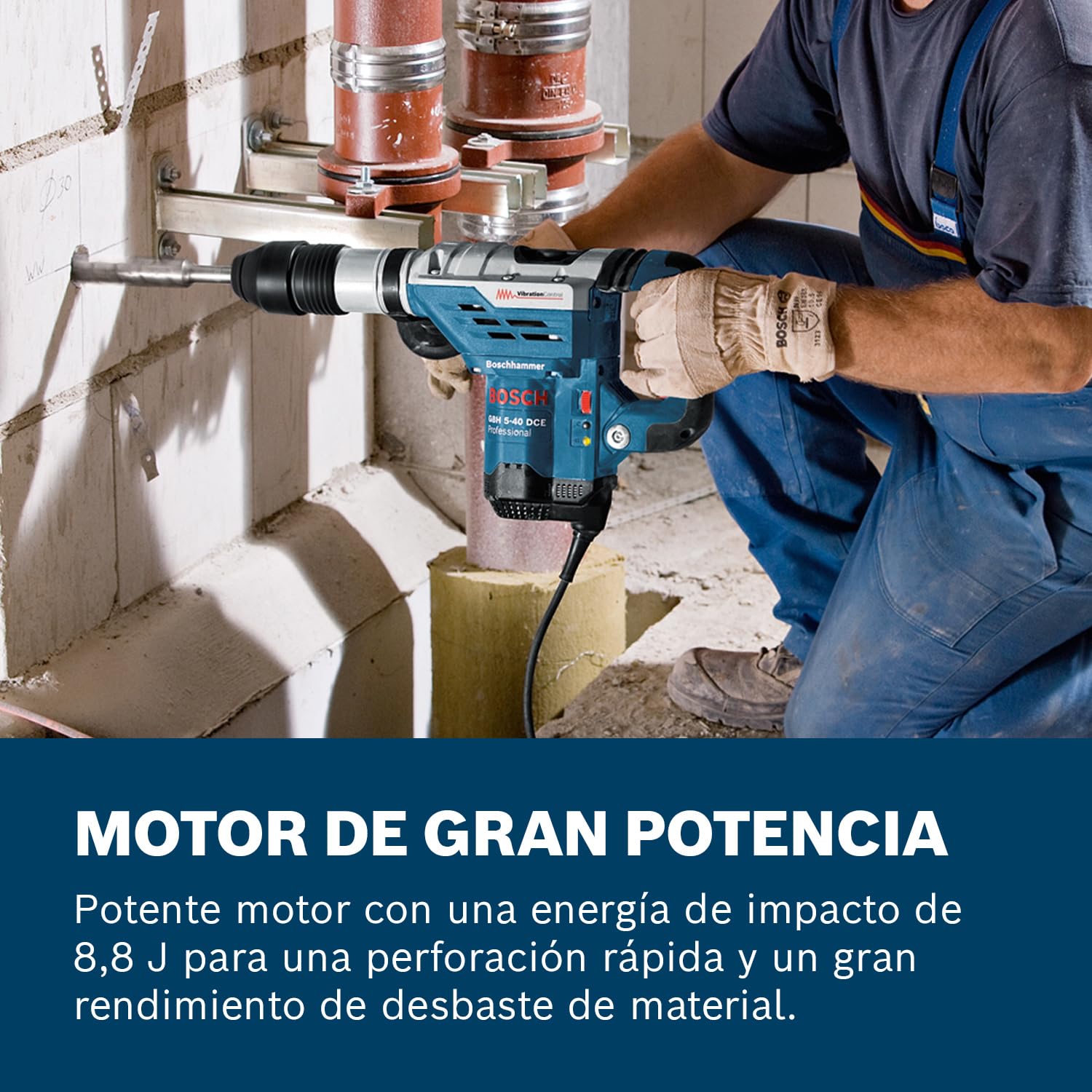 Bosch Professional martillo perforador GBH 5-40 DCE (SDS plus incl. empuñadura auxiliar, maletín)