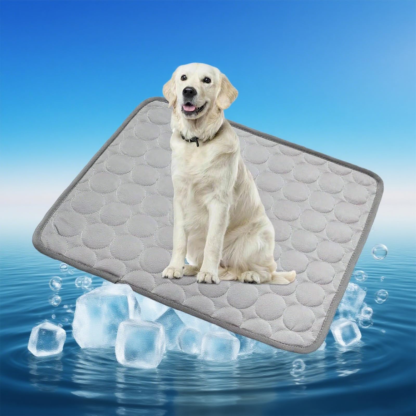 Hecho de material de plata de hielo, alfombrilla de refrigeración para perros, tamaño XL, alfombrilla para cachorros, 100 × 70 cm, alfombrilla de refrigeración para gatos, gris, buena