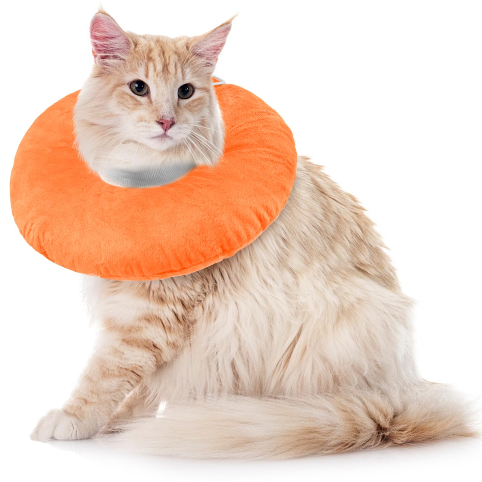 Anti Lick Collar Cats, Soft Medical Collar Post Surgery Flower Cone Cat Cones to Stop Scratching on Neck(Orange, L)