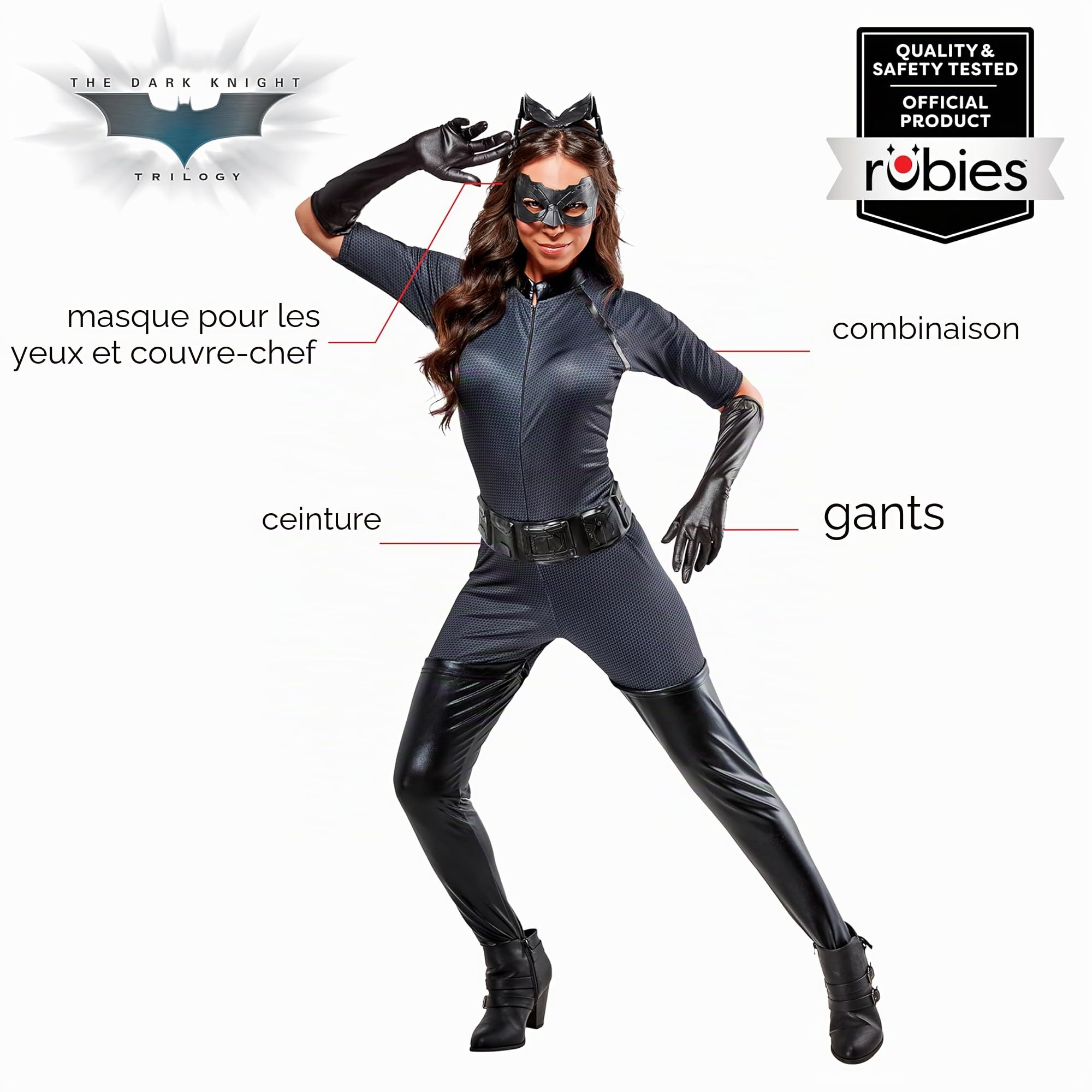 Rubie's Déguisement officiel de luxe Catwoman pour femme Dark Knight Batman super-héros