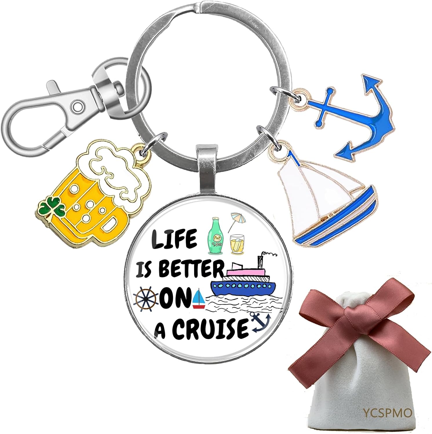 Cruise Vacation Keychain Gift Inspirational Cruise Ship Gifts Ideas for Christmas Retirement Best Travel Gifts for Women Men Adventure Beach Lovers Teens Nautical Themed Funny Cruise Life Jewelry