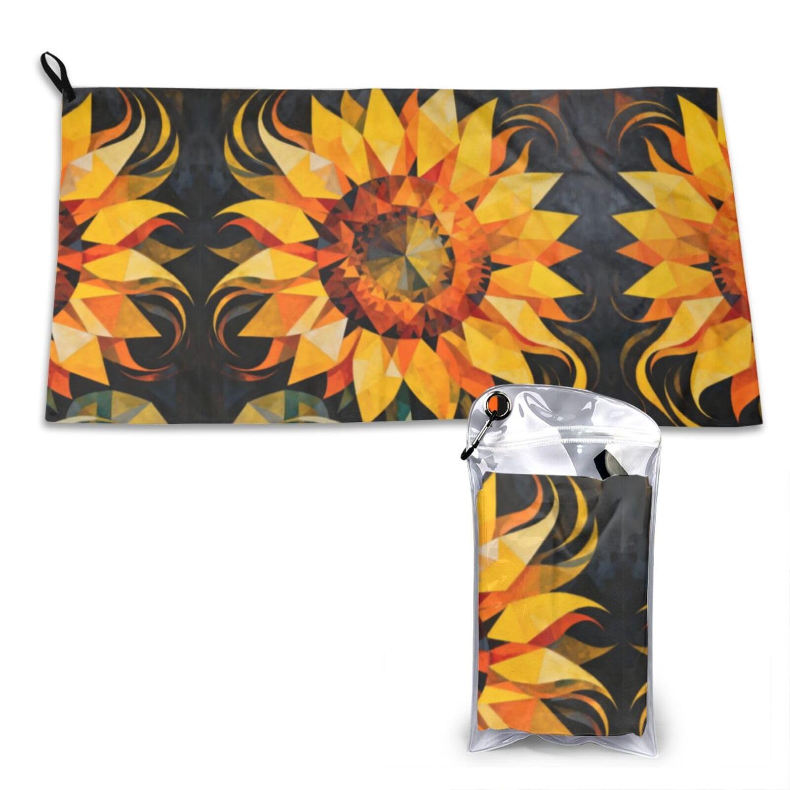 sunflower Print Quick Dry Towel 16x31.5in White
