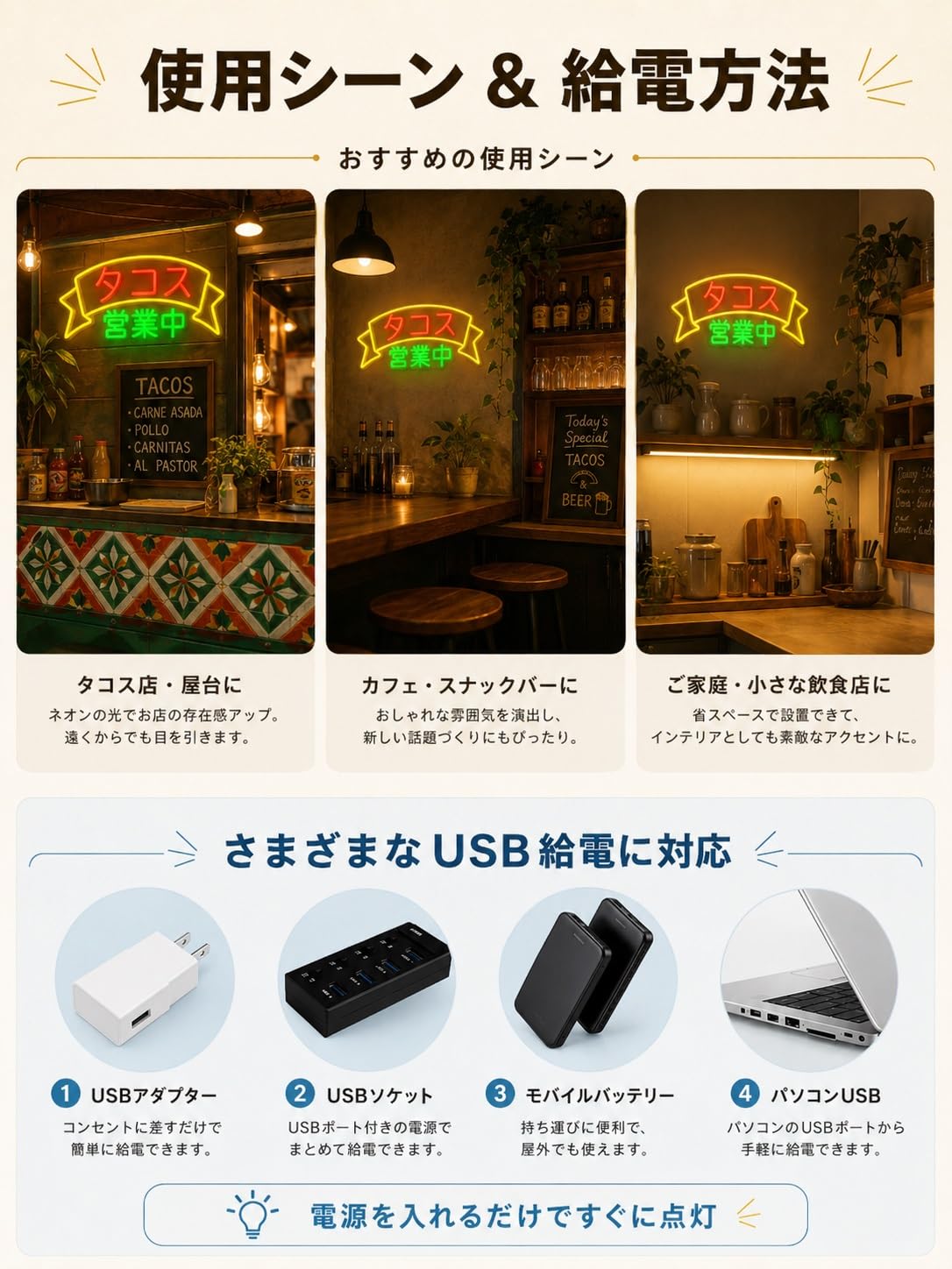 Mural Lumière Enseigne Au Néon Japonaise Ouverte Tacos, Lumière LED, USB, Variable, Pour Magasin De Tacos, Restaurant, Bar, Cuisine, Décor De Fête, 40cmx30cm