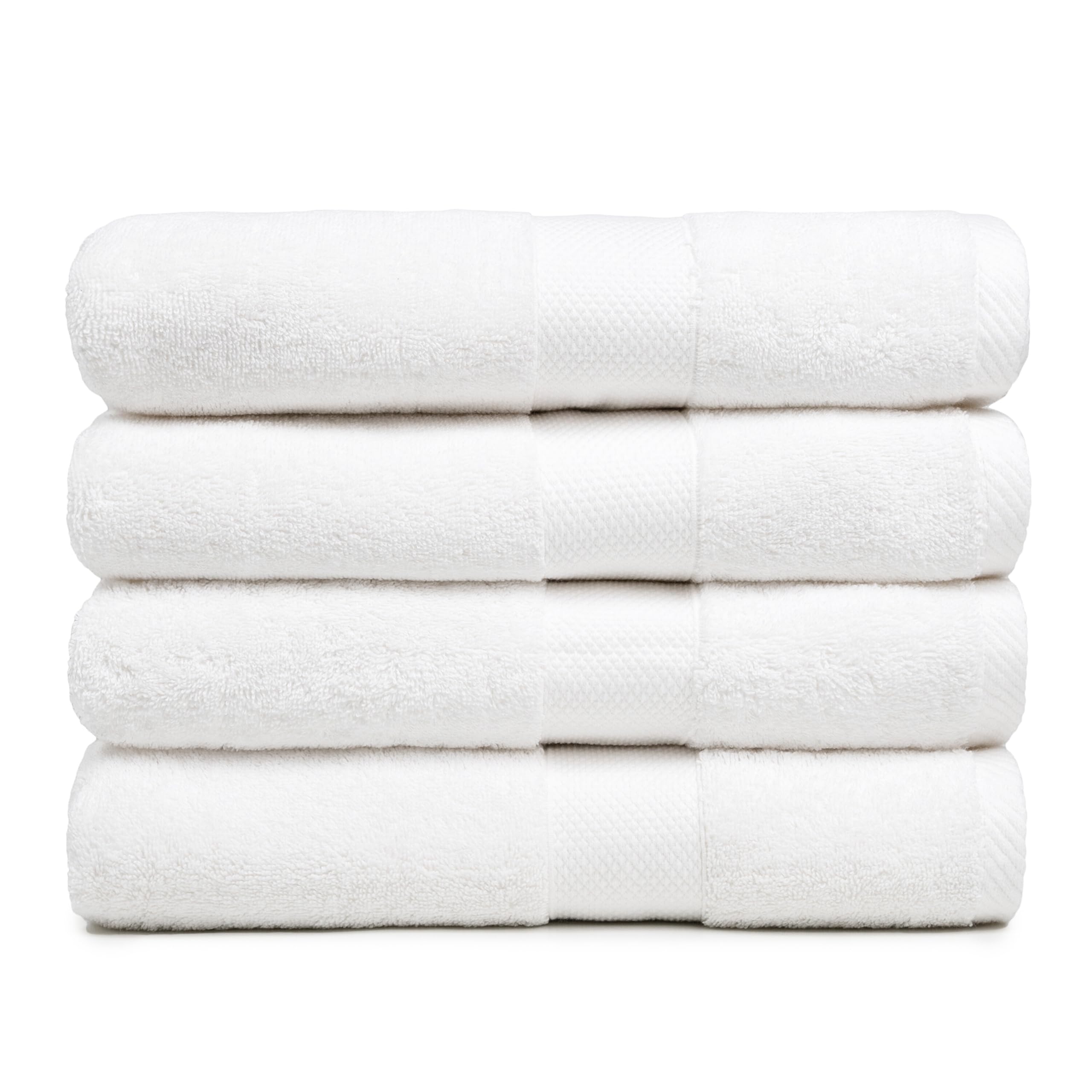Bath Towels, Set Pack of 04, 100% Ring Spun Cotton, 80cm x 140cm, Premium Bath Towels, Highly Absorbent, Perfect for Daily Use, Durable Towels.. Moon White