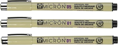 Sakura Micron Pen Set Zentangle 3pc, 3 unidades (Paquete de 1), Negro