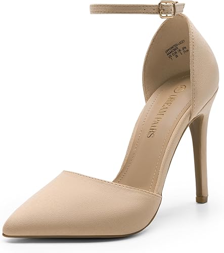 DREAM PAIRS - Zapatos de boda para mujer con tacón de aguja, puntera en punta, tiras en el tobillo y cordones