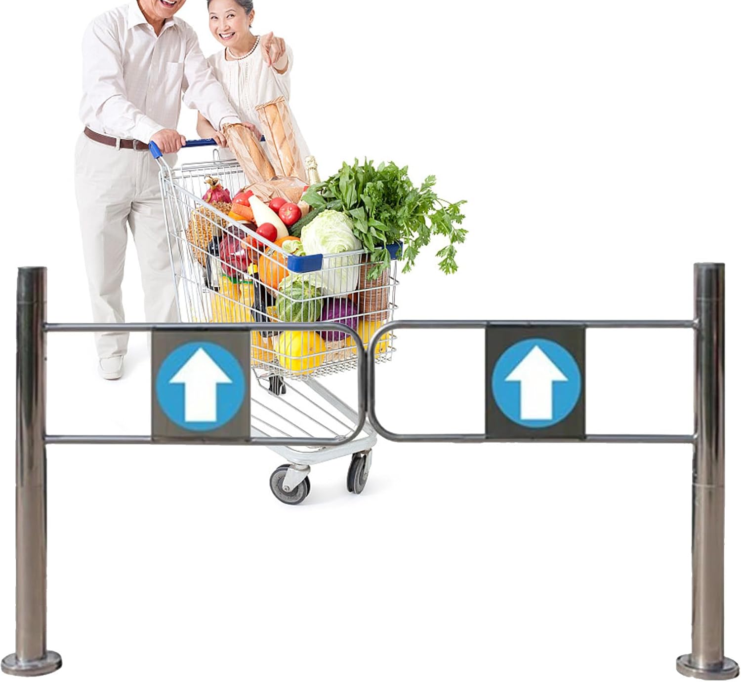 Automatic Closing Safety Gate for Supermarket Entrance - Swing Door Security Barrier for Cashier Counter, Child Safety, Durable, Easy Install, Heavy Duty, Prevents Unauthorized Access