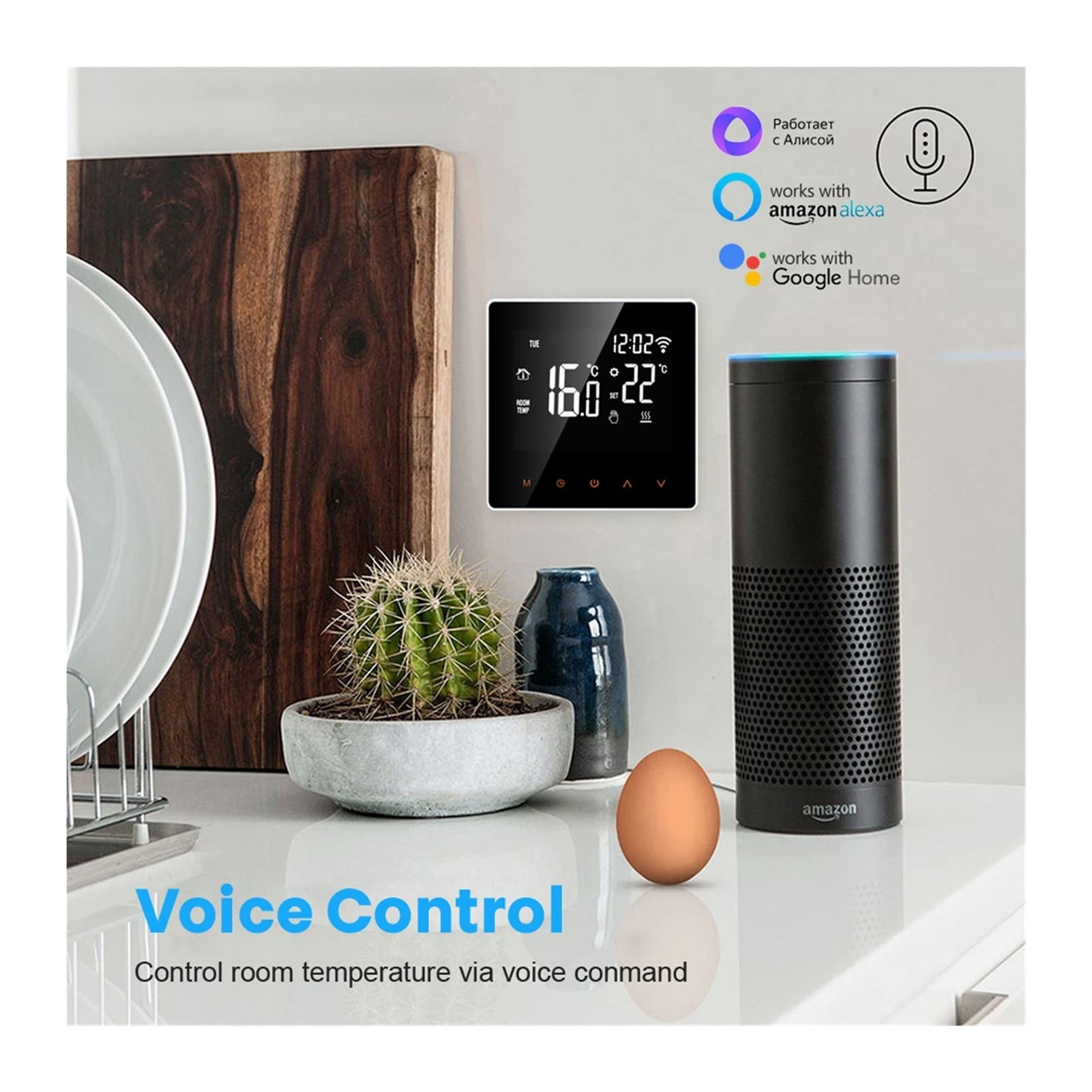 Czujnik termometru, Inteligentny regulator temperatury termostatu, woda/elektryczne ogrzewanie z kompilacją w obsłudze czujnika Alexa Google Home(16A ElectricHeating)