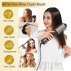 Nicebay Hair Dryer Brush, Blow Dryer Drush,Hot Tools Blow Dryer Brush for Women, One Step Blowout Brush with Display Screen, Oval Ceramic Barrel, Negative Ion