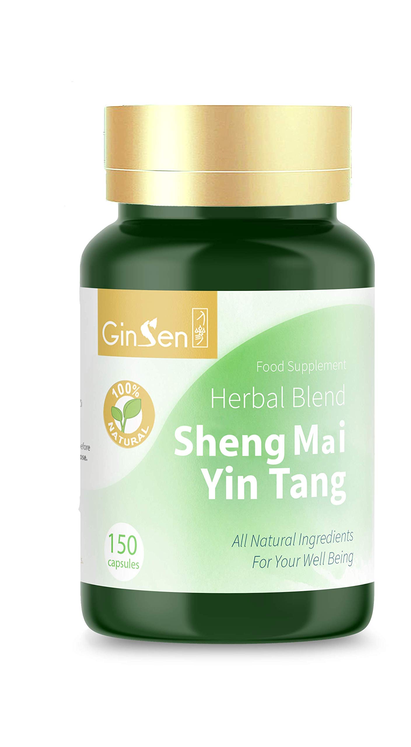 GinSen Shen Mai Yin Tang Energy Booster Helps Physical Strength, Fatigue, Short of Breath, Excessive Sweating, Irregular Heart Rate, Natural Supplement, Chinese Medicine, Made in UK (150 Capsules)