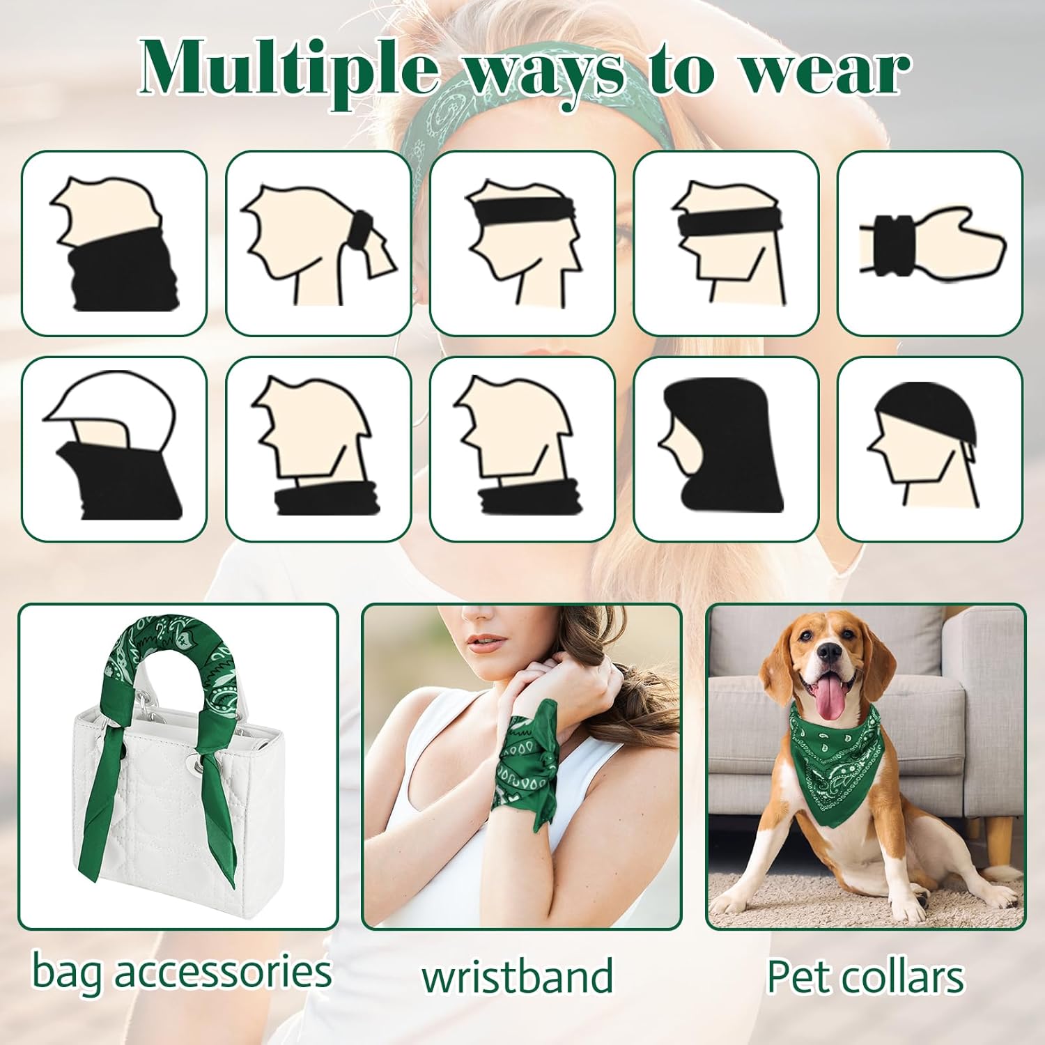 PLULON Bandanas Bulk Paisley Pattern for Women Men, Head Scarf Cowboy Bandana Neon Handkerchiefs Cycling Face Mask Boy Girls - Image 6