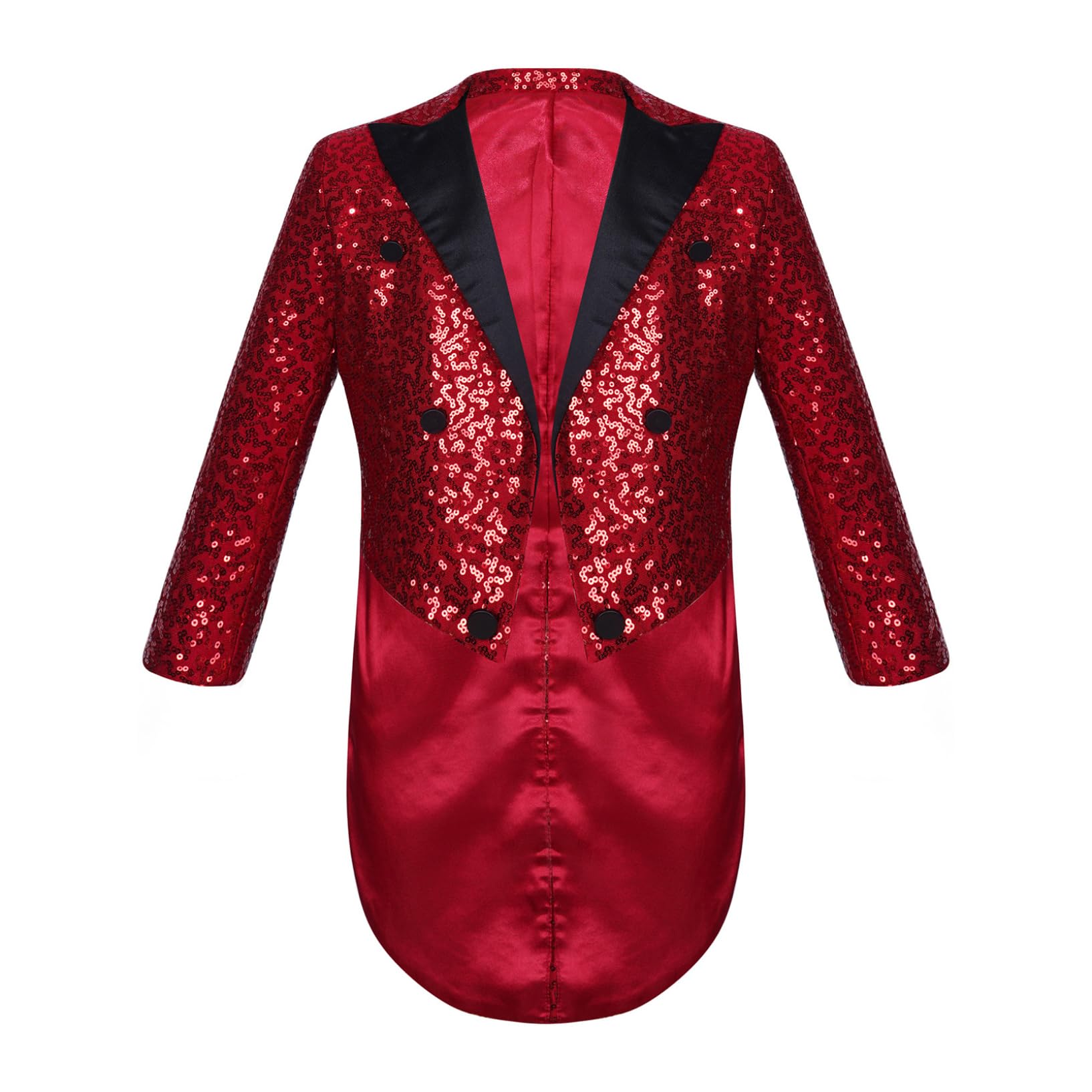 Oyolan Enfant Garçon Costume Paillette pour Mariage Soirée Cérémonie Veste de Costume Blazer Manteau Veston 5-16 Ans