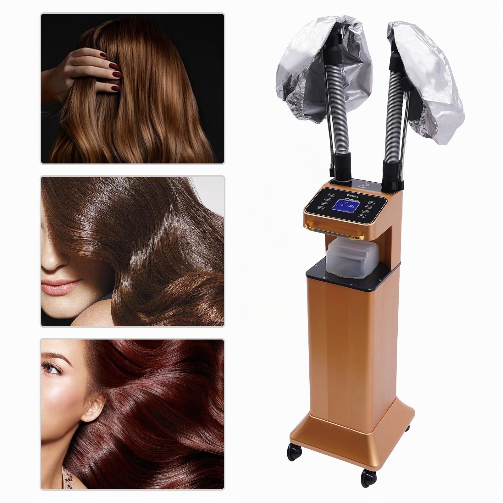 220 V, 50 Hz, 650 W, multifunzione capello, nano-vapore, macchina ad ultrasuoni – oro, per permanenti a bassa temperatura, tintura con vapore e cura dei capelli