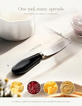 AISBUGUR 2 Pack Stainless Steel Butter Spreader Knife, Butter Knife with White Porcelain Handle, Cheese Butter Spreader Knives for Kitchen, Black