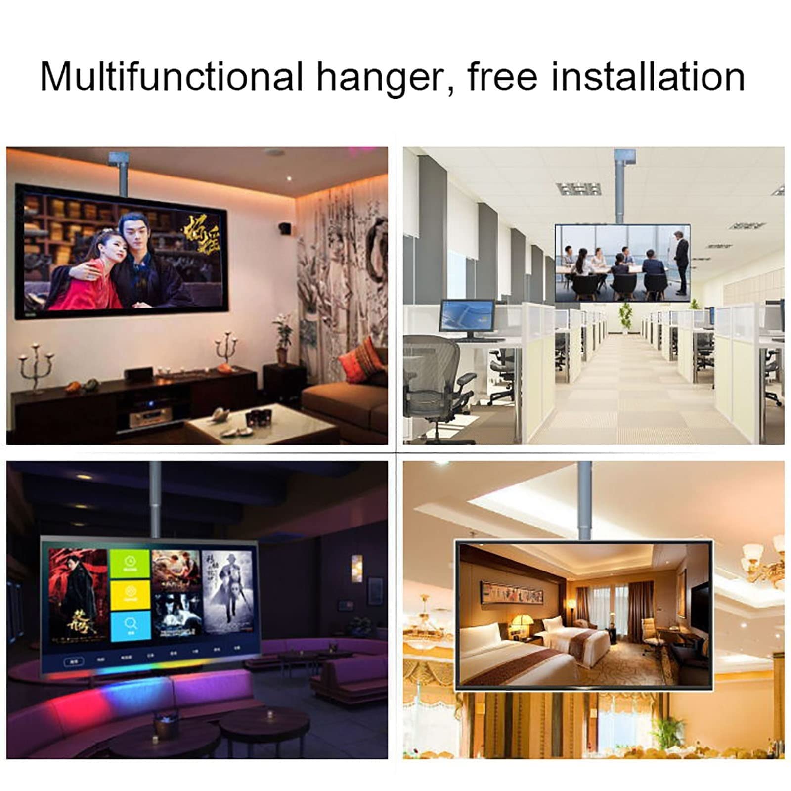 Elevador de TV eléctrico de Altura Ajustable con Control Remoto - Soporte de TV motorizado - Soporte de TV de Techo, 2 métodos de instalación, Compatible con televisores