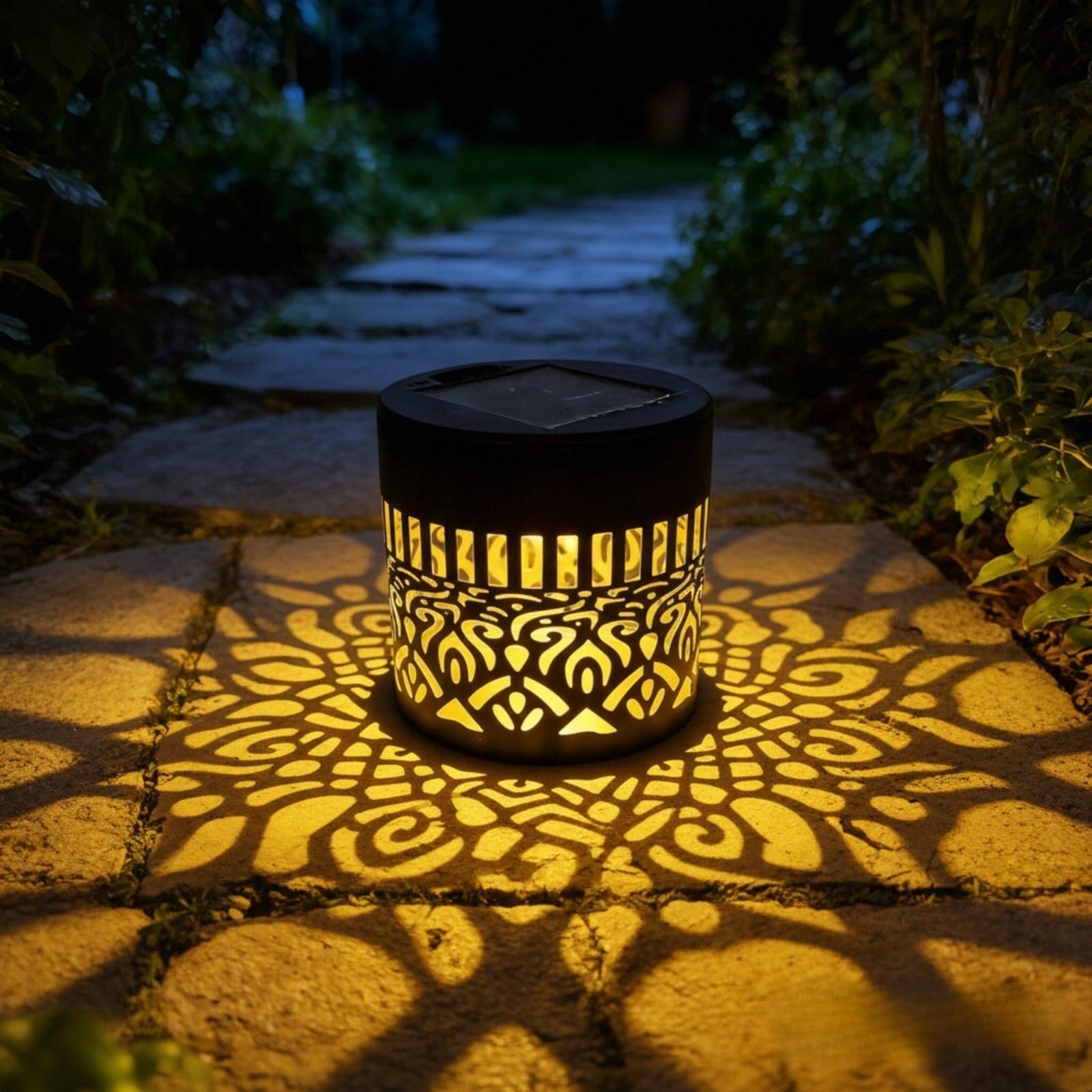 JORCEDI Solar Lights Outdoor,Solar Powered Fence Lights,Hollow Out Metal Solar Light,Mandala Sunflower Metal Design, Outdoor Deck Step Wall Light, for Fence, Patio, Garden Decor (1pcs,Mandala)