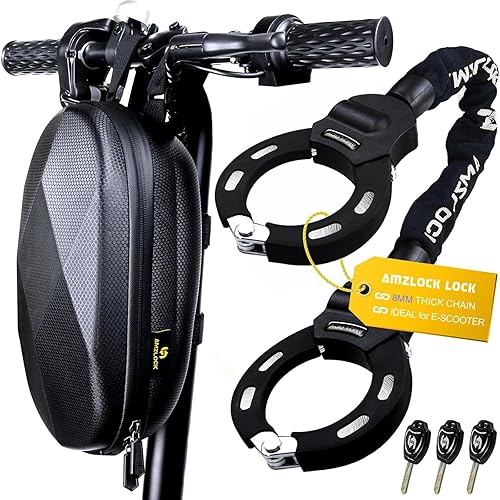Miniatura 7 de Cerradura para scooter, 5/16 pulgadas, cerradura de cadena resistente de 29.5 pulgadas, cerradura de seguridad de acero antirrobo con bolsa de
