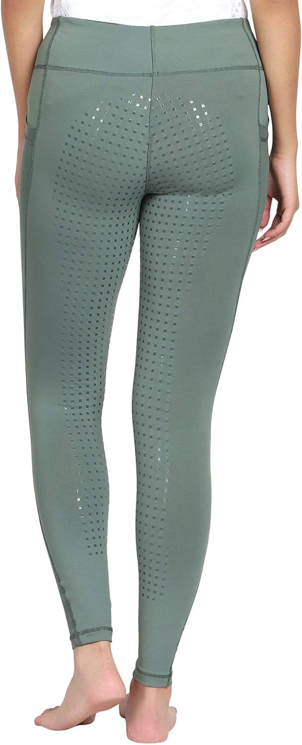 TuffRider Ladies Minerva EquiCool Full Seat Tights - Duck Green - L