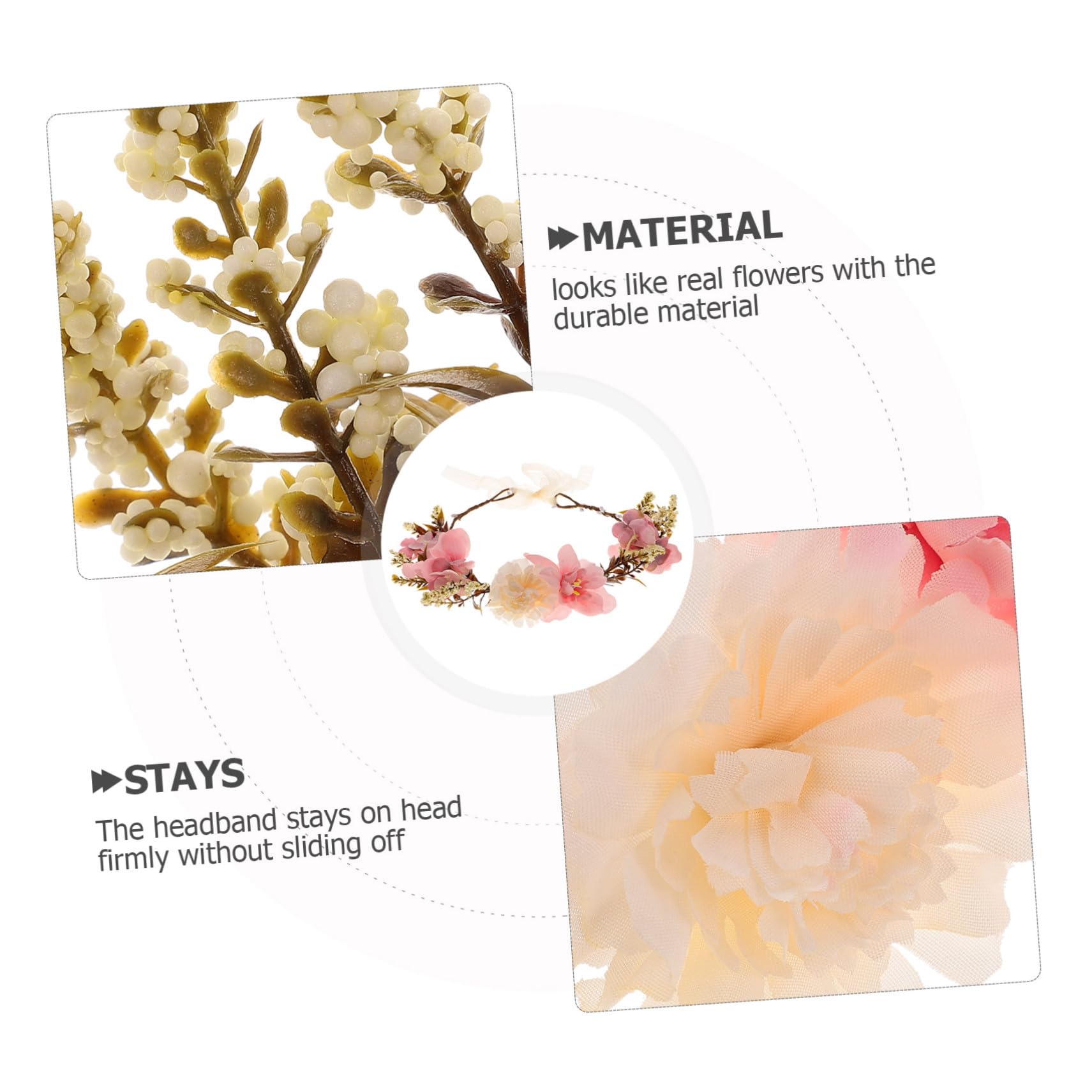 Bandeau à Fleurs Pourpre en Tissu pour Mariée et Plage
