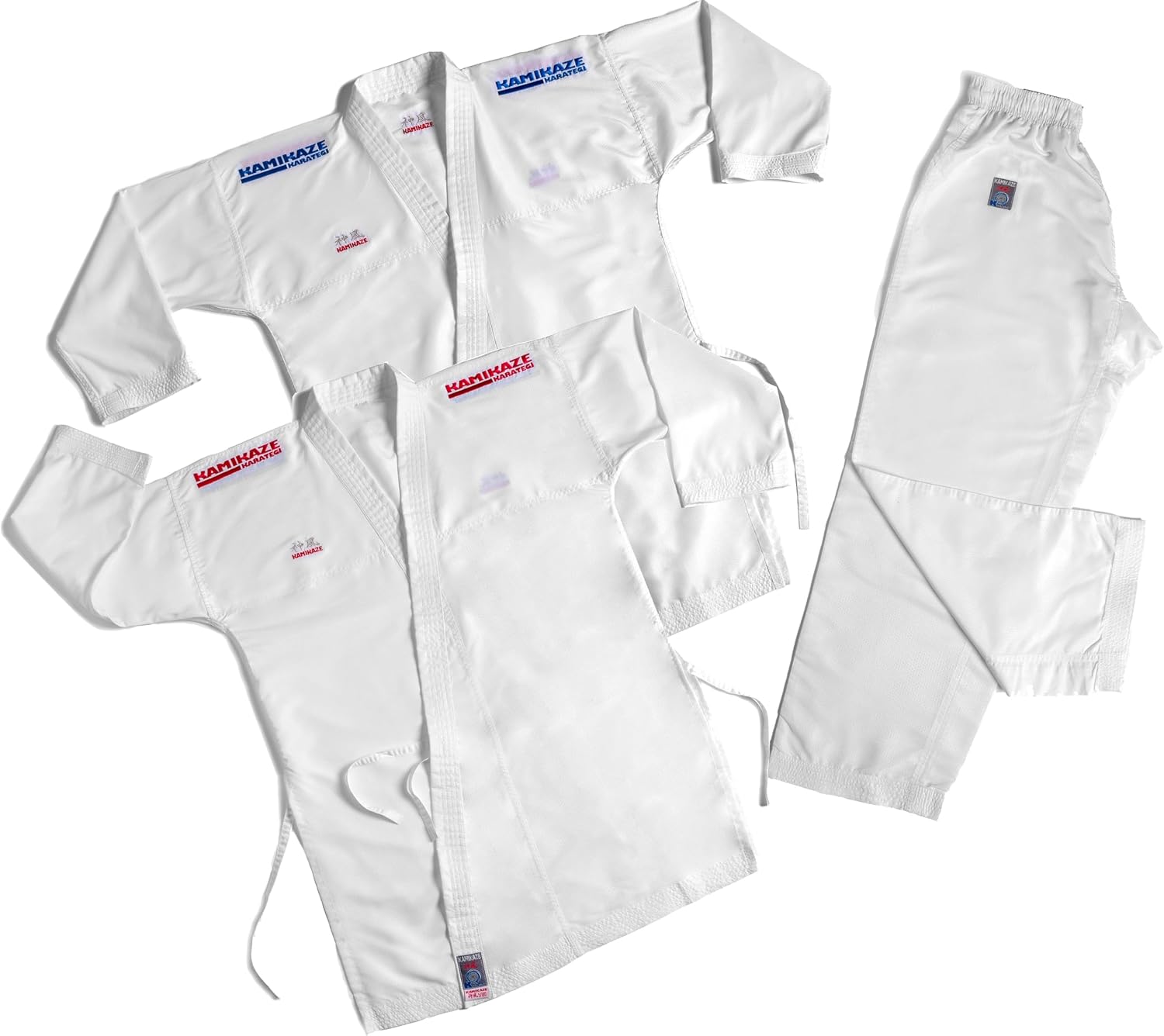 Kamikaze K-One Reversible Karate Gi for Kumite Lightweight Competition Uniform, Red & Blue WKF Colors