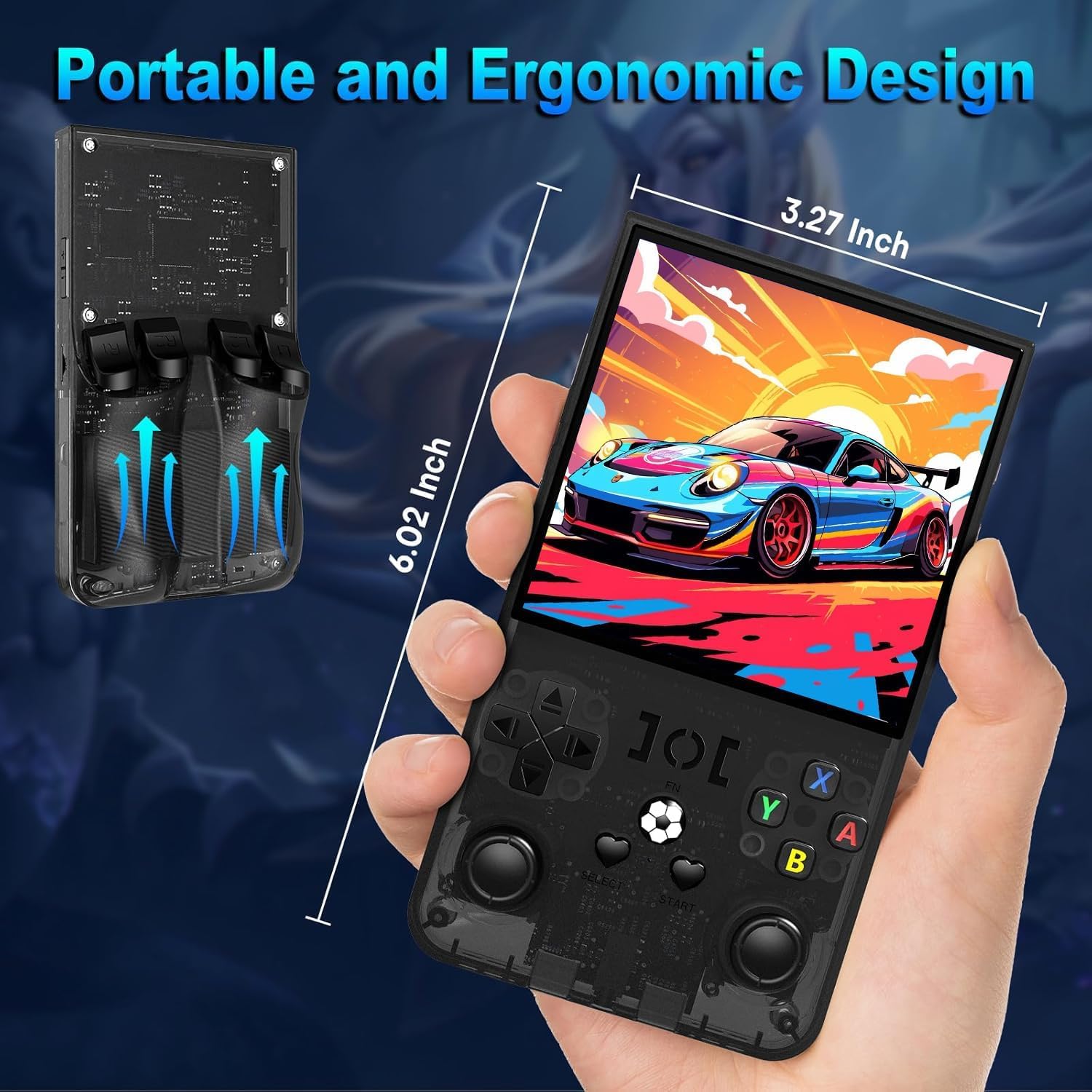 R36MAX Console per videogiochi retrò (nuovo aggiornamento R36S) - Schermo IPS 4K HD da 4,0", 128 GB precaricati, batteria ricaricabile da 4000 mAh, videogiochi portatili