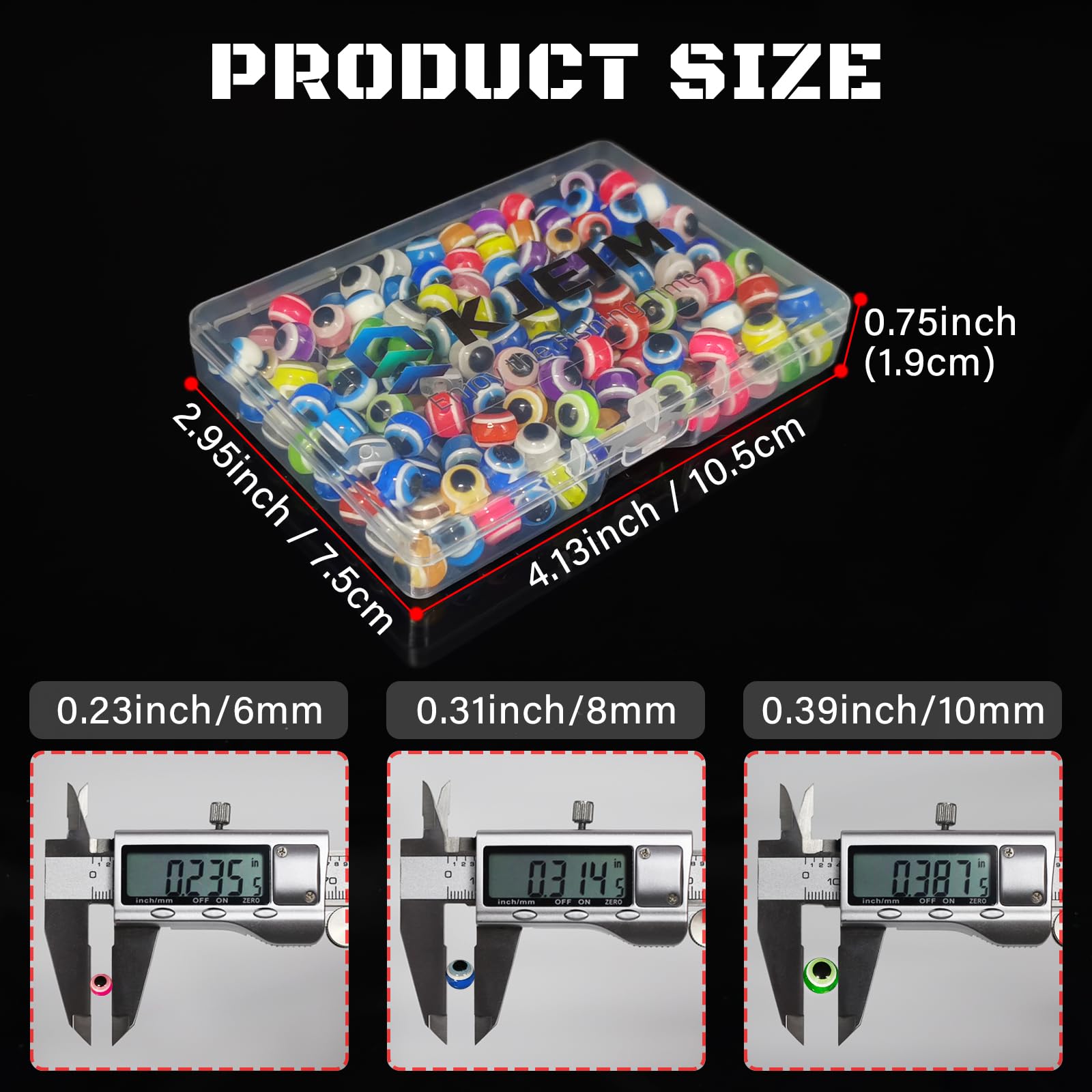 KJEIM Fishing Eye Beads 120/200/400pcs Fishing Line Beads Assorted Mixed Color Fishing Beads 6mm/8mm/10mm for Stream Pool Lake River Fishing (120pcs 10mm Mixed Color)