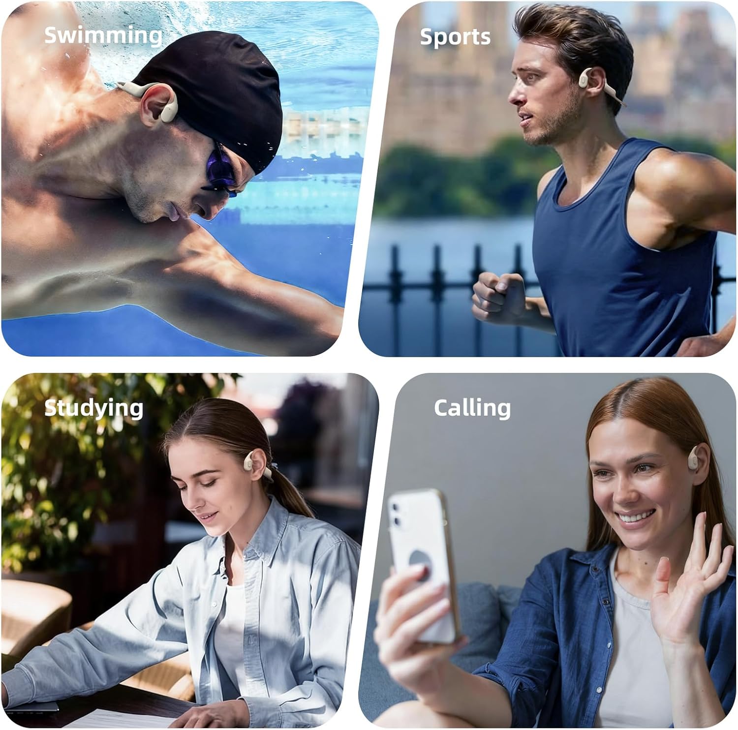 LYPERTEK Bone Conduction Headphones, Open-Ear Bluetooth Wireless Sports Headphones, IP68 Waterproof & Sweatproof for Running, Swimming Workout, Bluetooth 6.0 Headphones, S30 - Beige - Image 7