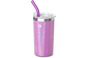 Girls Glitter Tumbler: 12 oz Insulated Straw Cups with Leak Proof Lid