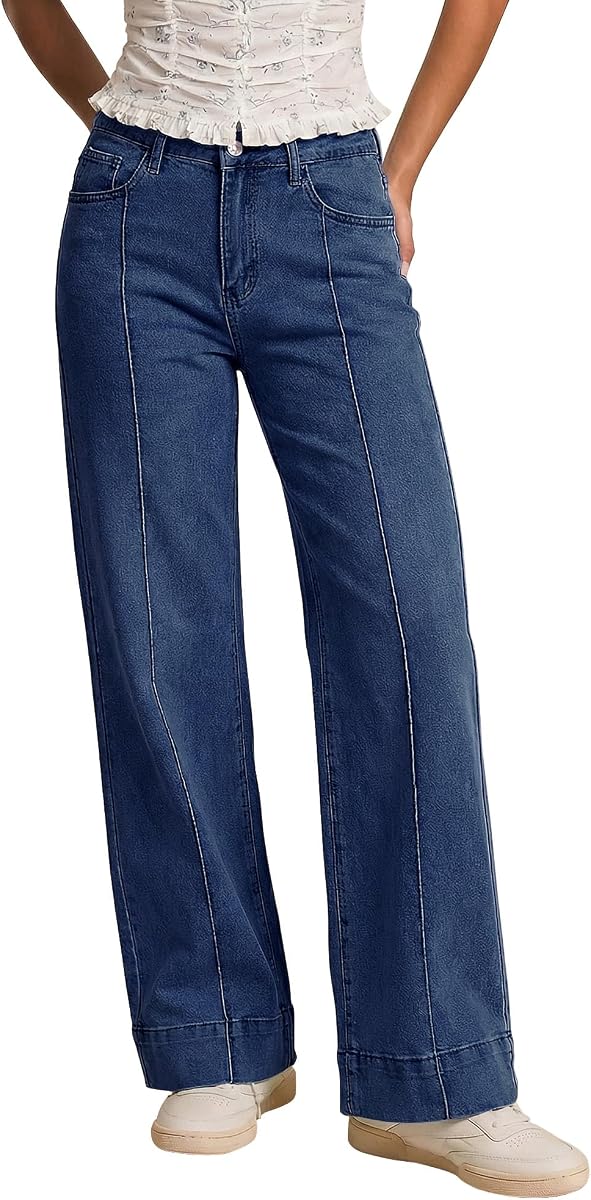 luvamia Jeans Pierna Ancha Mujer Jeans Mujer Pierna Ancha Vintage Azul Oscuro | Estiramiento, De moda, Traje para el día de compras, Talla pequeña US4 US6, Trajes de vaquera para mujer, Jeans occidentales, Jeans para mujer, Pantalones