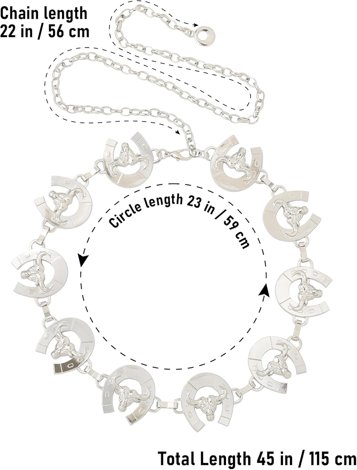 AWAYTR Western Chain Belt for Women - Vintage Metal Cowgirl Concho Waist Chain Belt for Dresses Jeans - Image 2