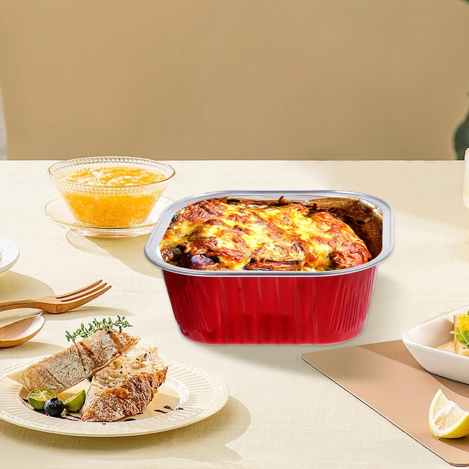 Toyvian 40 Cajas de Pastel de Aluminio para Hornear Tapa Alta, 300 Ml, Color Rojo, Moldes para Repostería y Postres, Recipientes Resistentes al Calor para Picnic y Almacenamiento