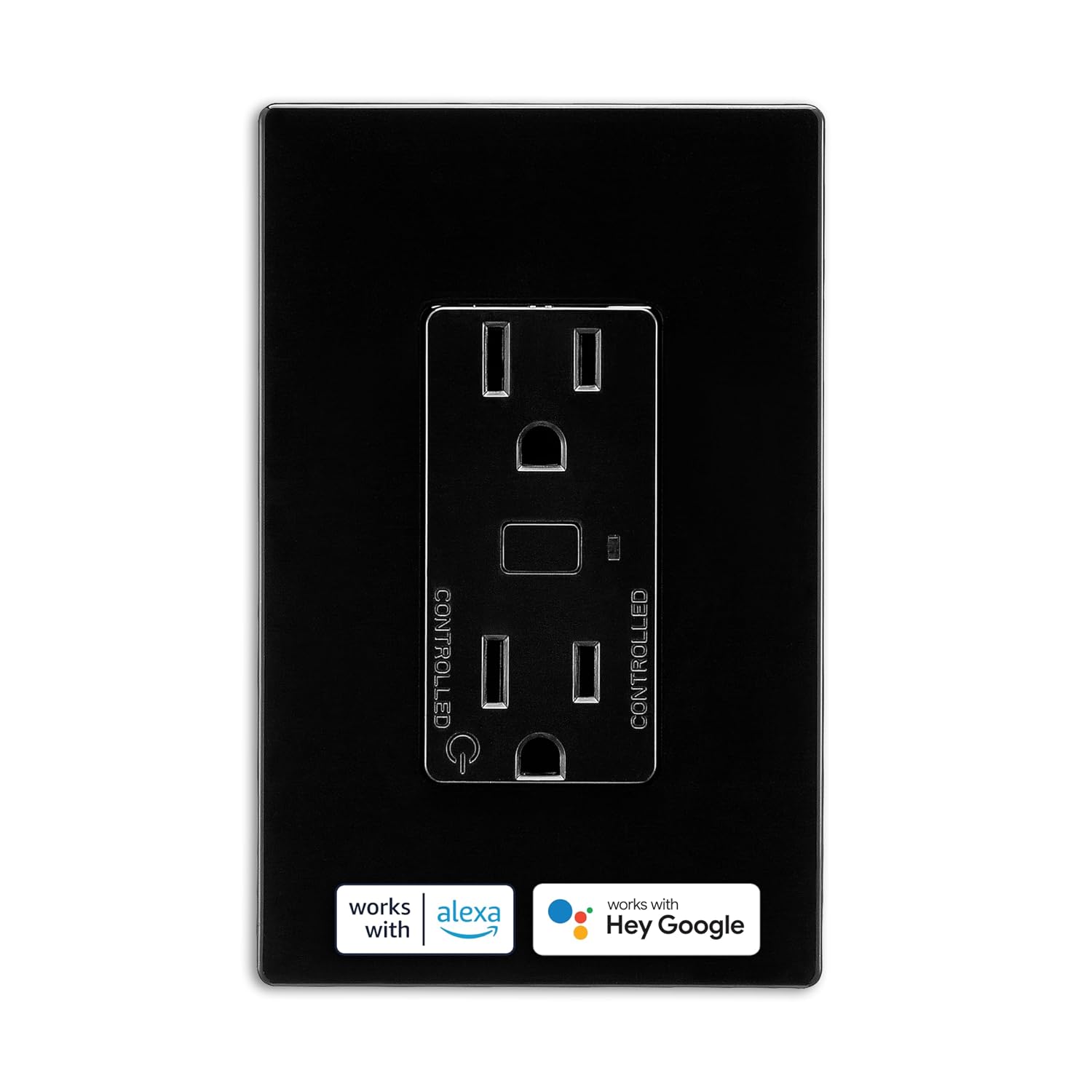 Eaton Wi-Fi Smart Receptacle, Works with Hey Google and Alexa, Black