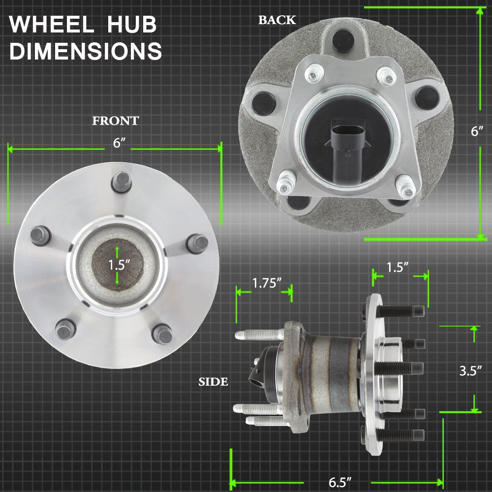 AKKON - for Chevy Malibu/HHR | Pontiac G6 W/ABS 512285 Pair of 5-Bolt Rear Wheel Hub and Bearing Assembly
