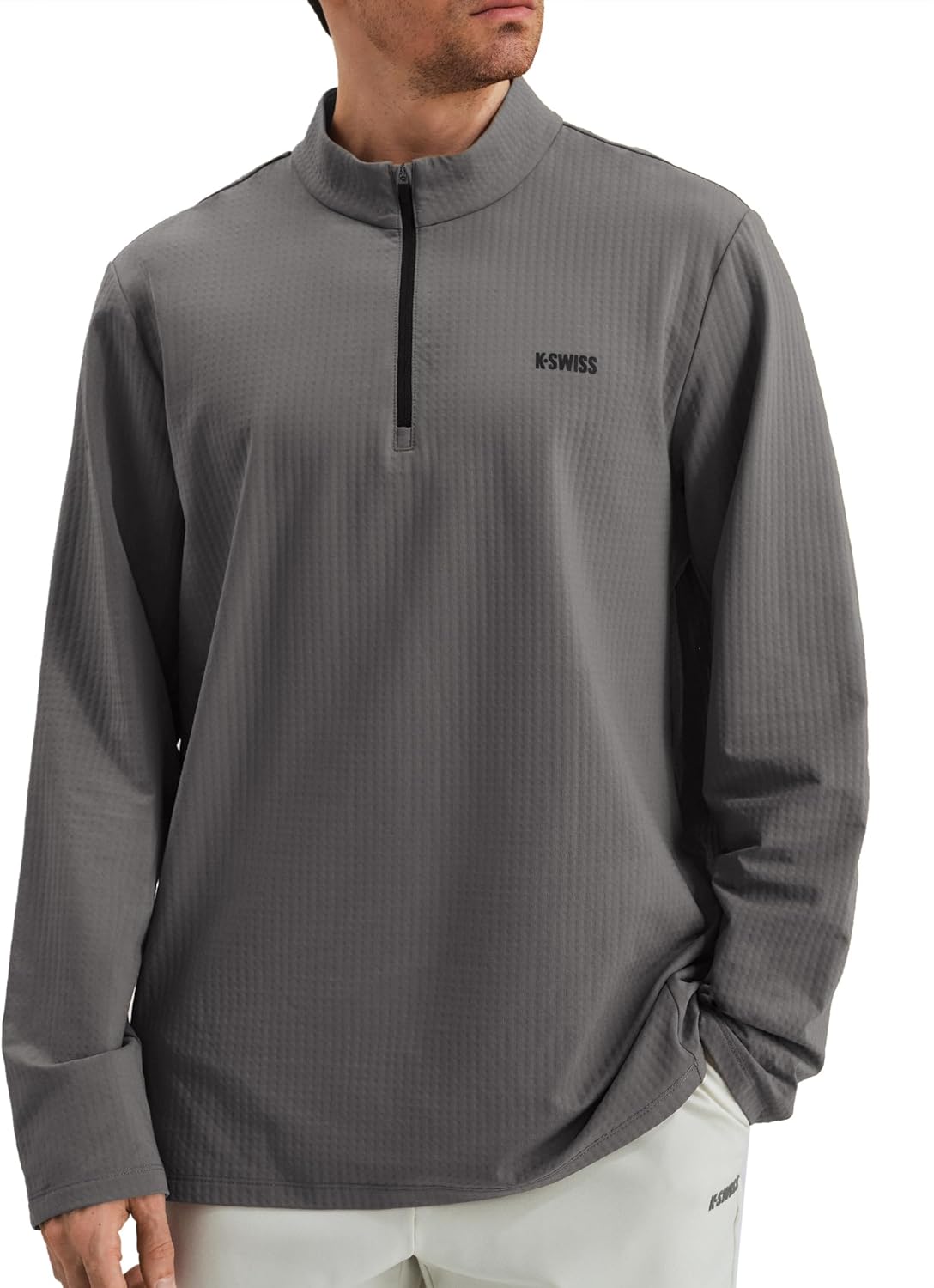 K-Swiss Men's Quarter Zip Pullover - Mock Neck Sweatshirt Golf Casual Long Sleeve Shirt
