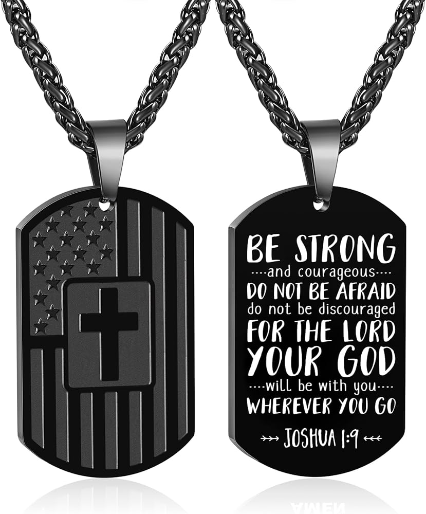 Zocomi Dog Tags Cross Necklace for Men Boys, Military Religious