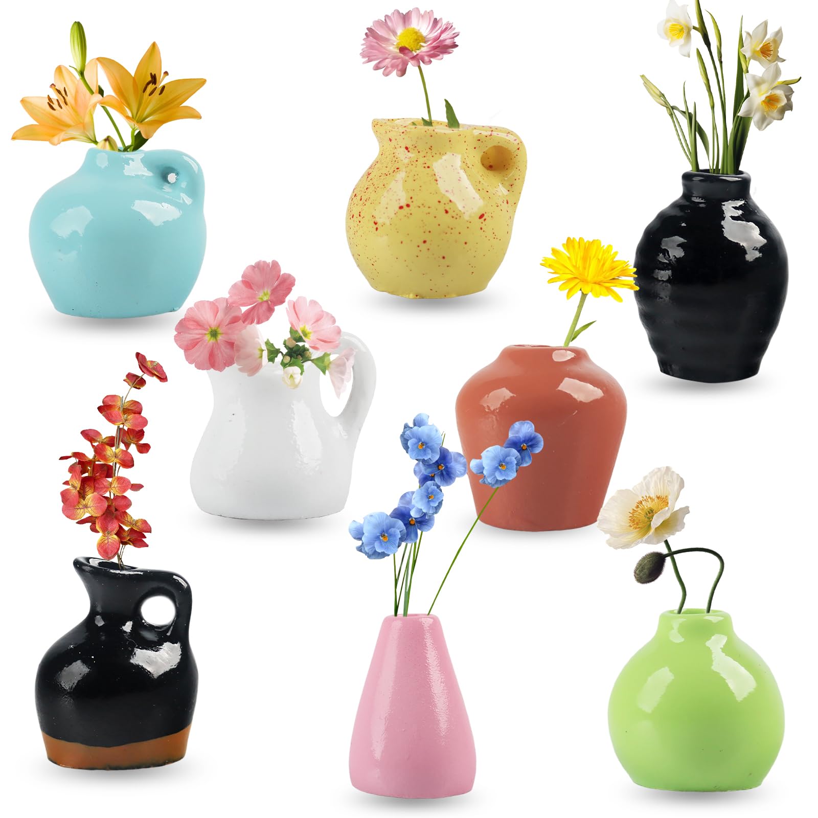10 Mini Calamite Da Frigo A Forma Di Vaso In Ceramica 3D - Magnetini Decorativi Per Cucina, Ufficio, Armadietto (Senza Fiori) - 2