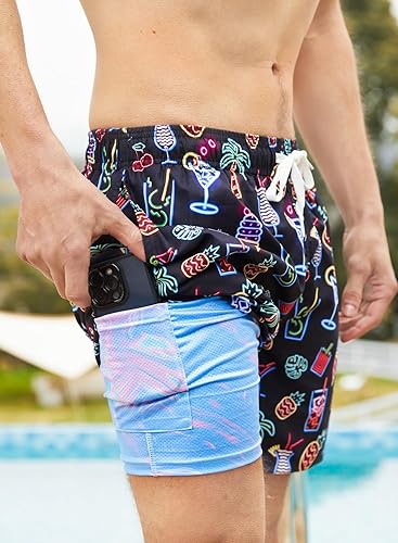Miniatura 2 de uideazone Traje de baño para hombre con forro de compresión, pantalones cortos de natación de 7 pulgadas de entrepierna, impermeables, de secado