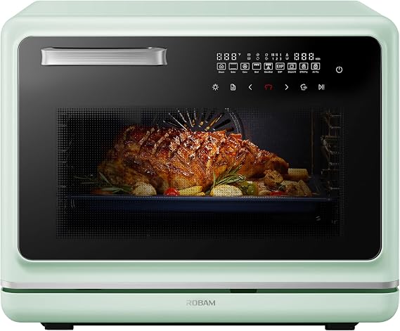 ROBAM R-Box Pro Countertop Combi Steam Oven Green, Air Fryer Toaster Oven with EXP, 1.2 cu. ft. Large Capacity, Steam Fry & Multi-Stage, 86-446F Precision, 32 Presets, Easy-to-Clean Enamel Interior