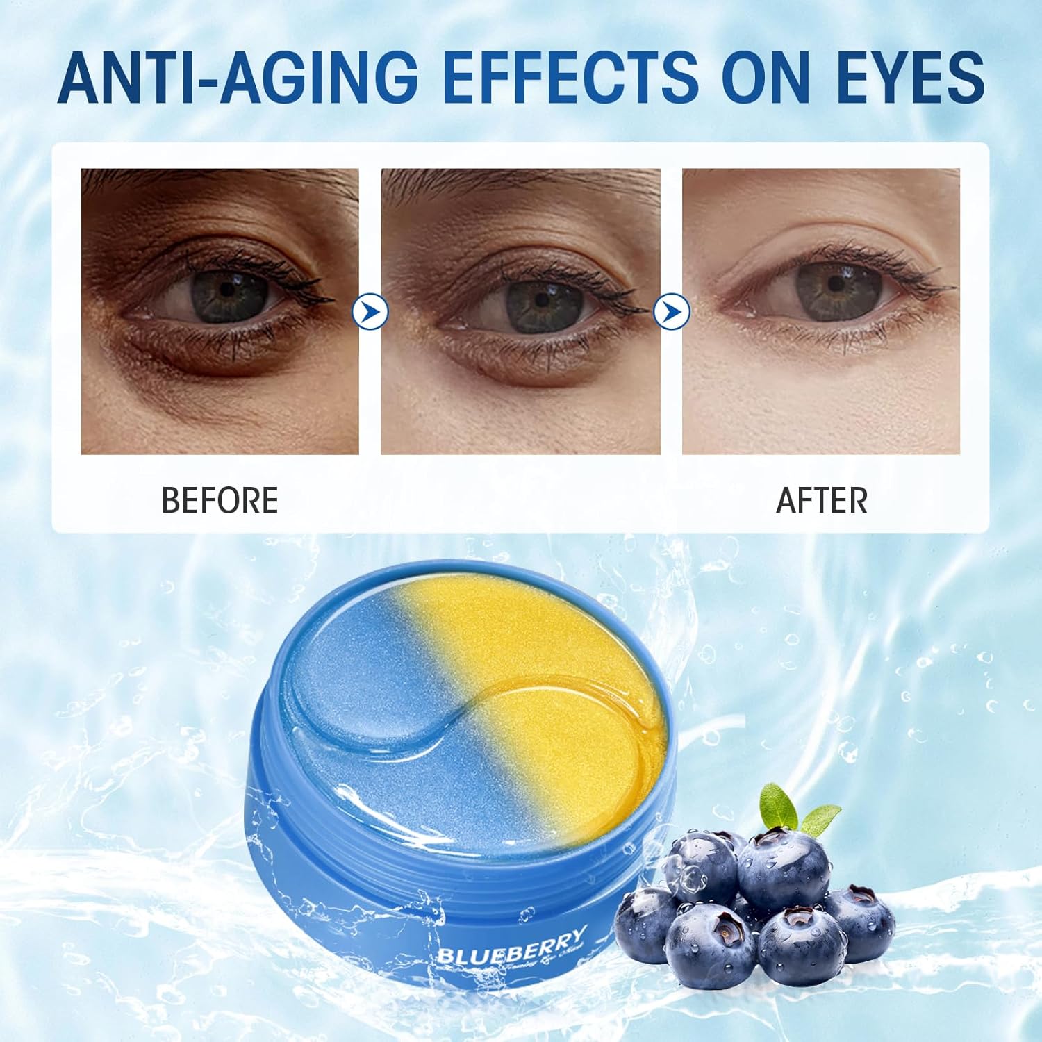 30 Pairs (60pcs) Under Eye Patches, Multi-Moisturizing Under Eye Mask Patches with Blueberry Extract,Cooling Eye Patches for Puffy Eyes and Dark Circles,Overnight Eye Patches for Night Shift Workers - Image 5