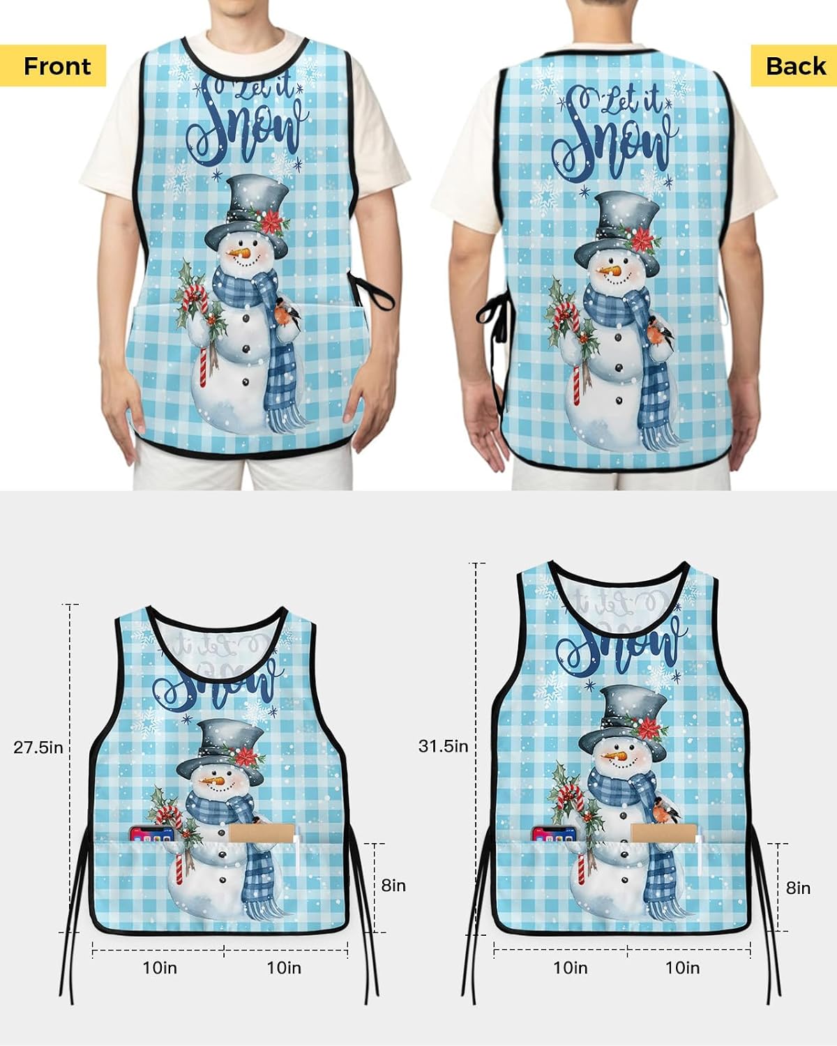 Christmas Tree Cobbler Aprons with 2 Pockets Bib for Chef Kitchen Watercolor Summer Beach Shells