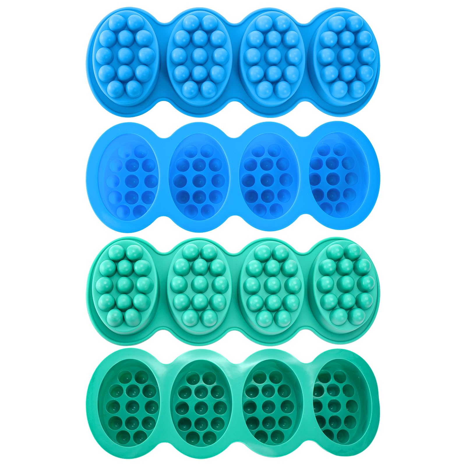 Hedume Pack de 4 moldes de silicona para masaje, SJ 4 cavidades de silicona de masaje, antiadherentes y sin BPA, moldes de jabón hechos a mano para hacer jabones