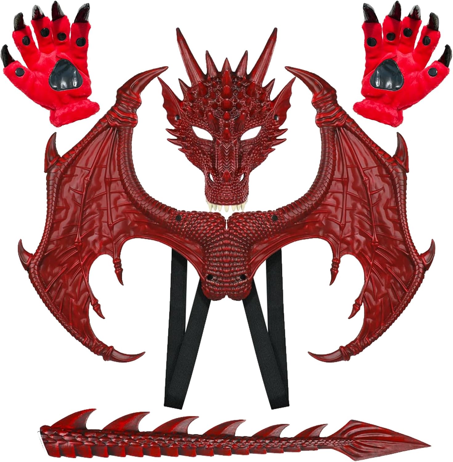 Dragon Wings Tail Claw Mask Costume Set Halloween Masquerade Cosplay Costumes