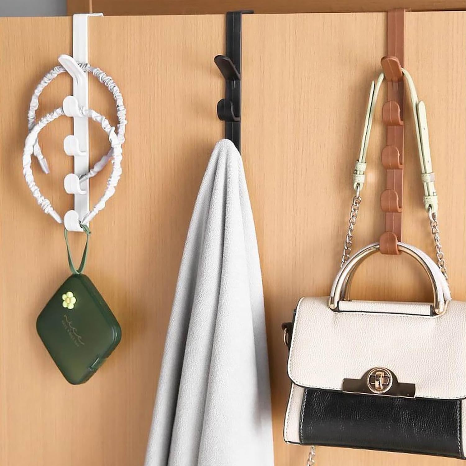 Over-The-Door Clothes Hanger – Plastic Multi-Purpose Hooks for Bags, Purses & Home Storage - White