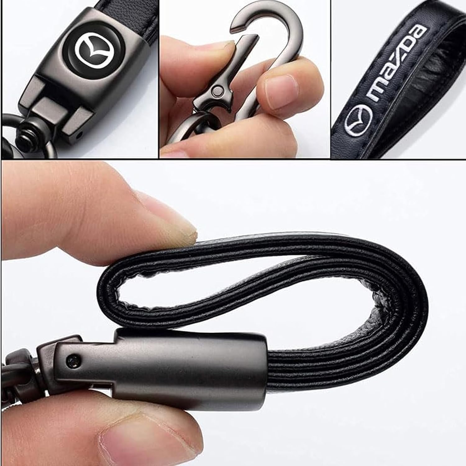 5pcs Car Key Chain whth tire Valve Stem Caps for Mazda M2 M3 M5 M6 MX5 RX7 RX8 A8 CX9 MX6 R3 CX-5 CX-7 CX-8, Car Key Fob Car Dust Caps Combo Set, Key Chain Keyring Accessories-MZD-Black