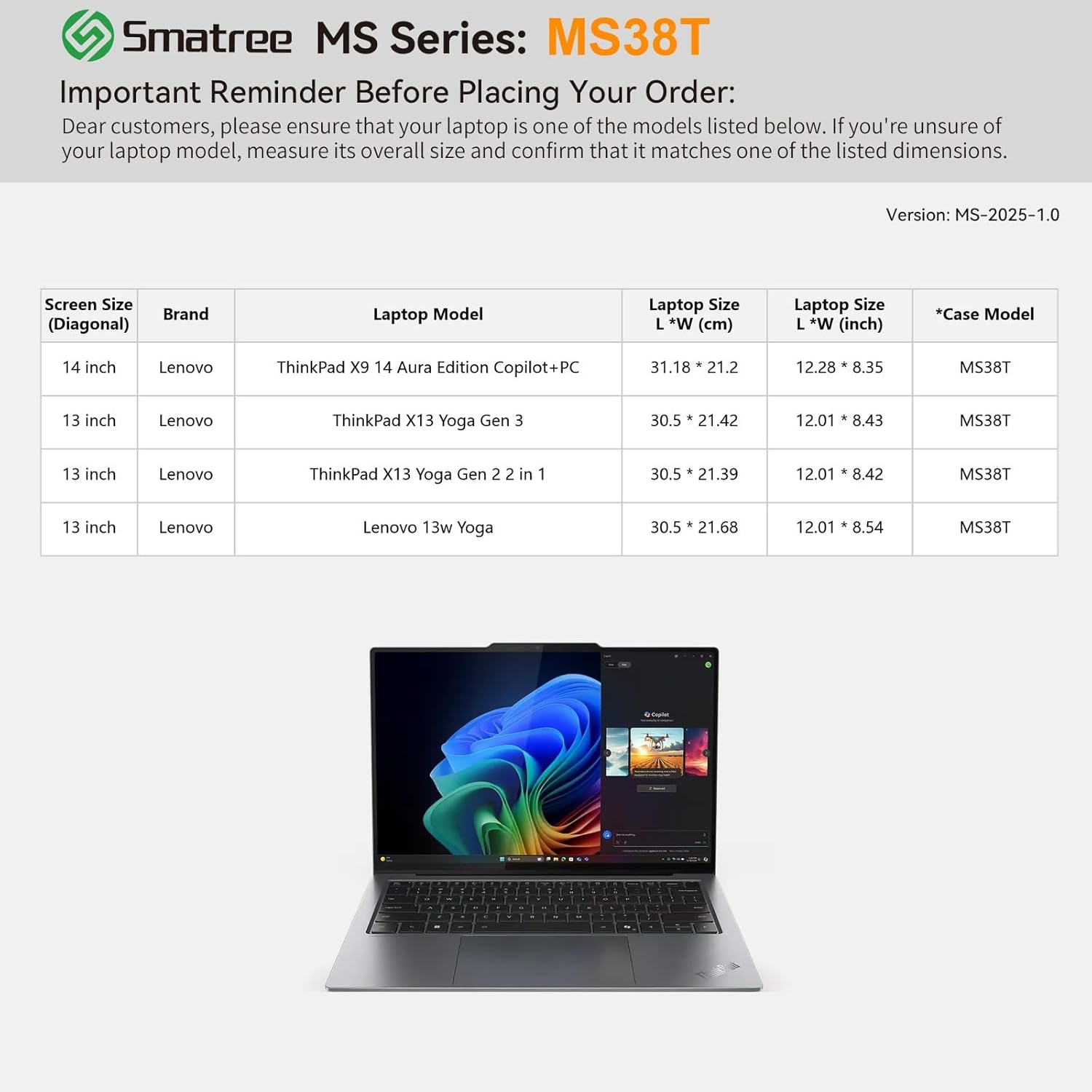 Smatree MS38T Hard EVA Protective Sleeve Case with Stand Compatible for 14inch Lenovo ThinkPad X9 14, for 14inch Yoga Book 9i, for 13inch ThinkPad X13 Yoga Gen 3/2, for 13inch Yoga6 Gen 8/7
